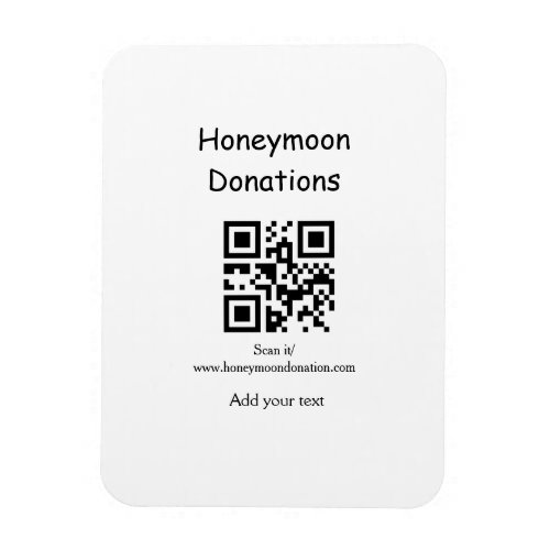 Simple minimal honeymoon donations wedding q r cod magnet