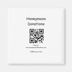 Simple minimal honeymoon donations wedding q r cod magnet