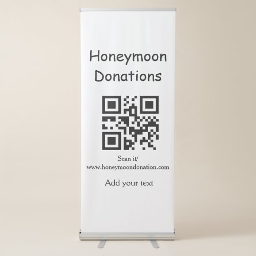 Simple minimal honeymoon donations wedding q r cod retractable banner