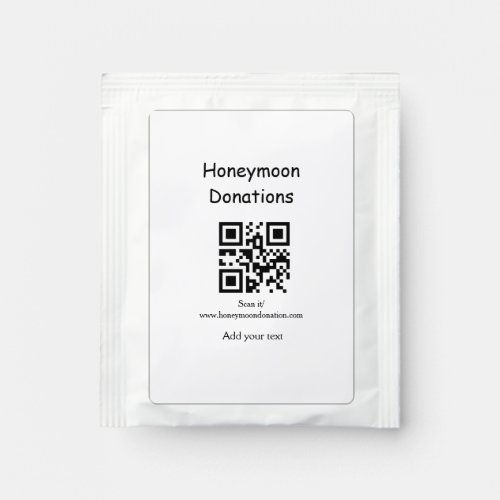 Simple minimal honeymoon donations wedding q r cod tea bag drink mix
