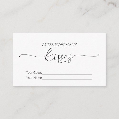 Simple Minimal How Many Kisses Bridal Shower Game Enclosure Card