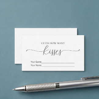 Simple Minimal How Many Kisses Bridal Shower Game Enclosure Card