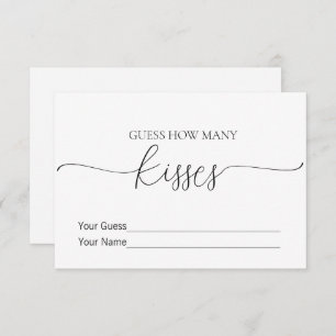 Simple Minimal How Many Kisses Bridal Shower Game Invitation