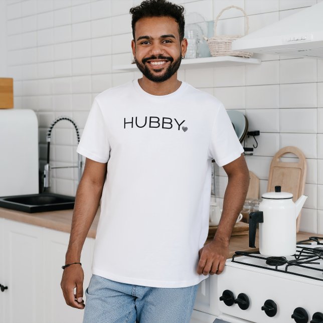 Simple minimal Hubby Script heart Black & white  T-Shirt (Creator Uploaded)