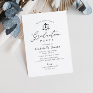simple minimal law school graduation party invitation