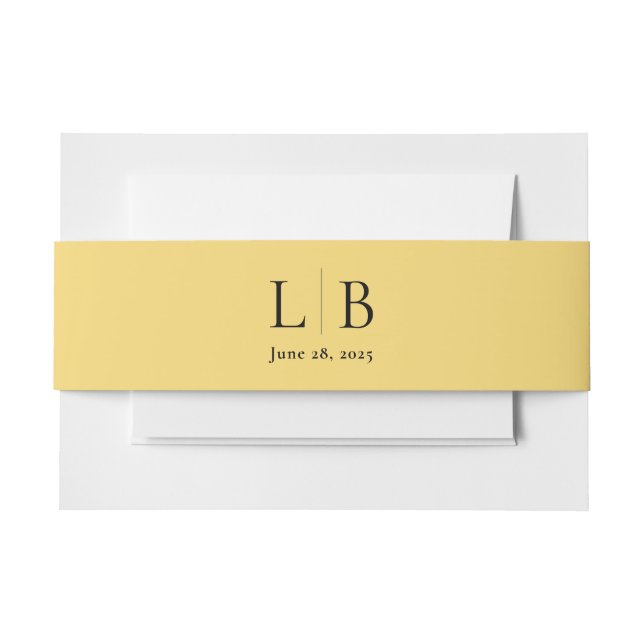 Simple Minimal Lemon Drop Citrus Yellow Wedding Invitation Belly Band (Front Example)