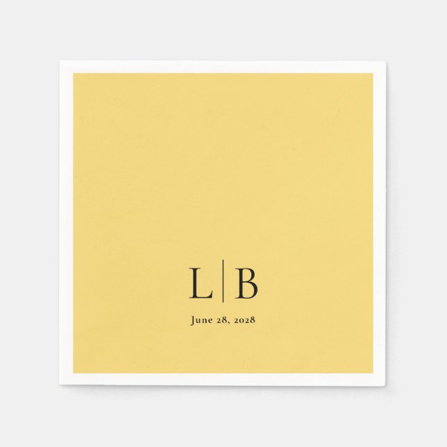 Simple Minimal Lemon Drop Yellow Wedding Napkins (Front)