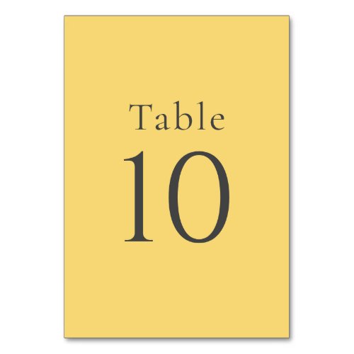 Simple Minimal Lemon Drop Yellow Wedding Table Number