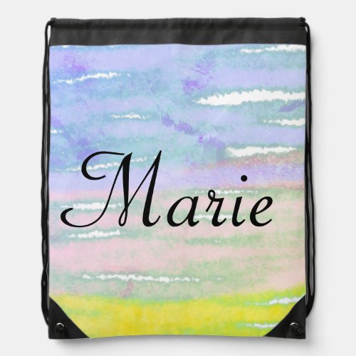 simple minimal light pastel colorful add your name drawstring bag