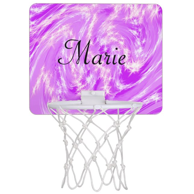 simple minimal light pastel pink add your name  th mini basketball hoop (Front)