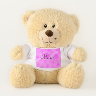 simple minimal light pastel pink add your name thr teddy bear