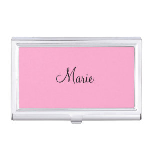 simple minimal light pink add your name girly business card case
