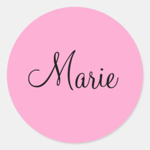 simple minimal light pink add your name girly classic round sticker