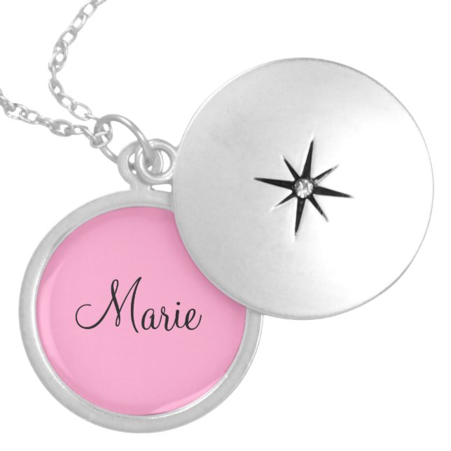 simple minimal light pink add your name girly  locket necklace (Front)