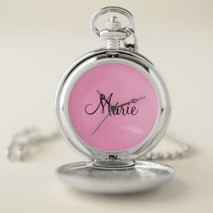 simple minimal light pink add your name girly  pocket watch