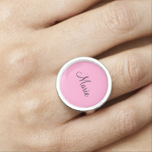 simple minimal light pink add your name girly  ring