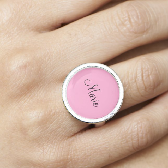 simple minimal light pink add your name girly  ring (In Situ)