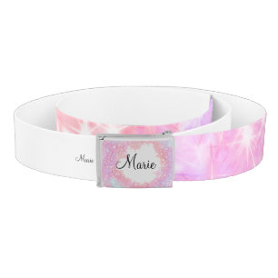 simple minimal light pink add your name girly text belt