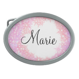 simple minimal light pink add your name girly text belt buckle