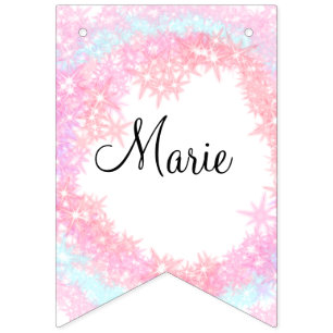simple minimal light pink add your name girly text bunting flags
