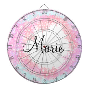 simple minimal light pink add your name girly text dart board