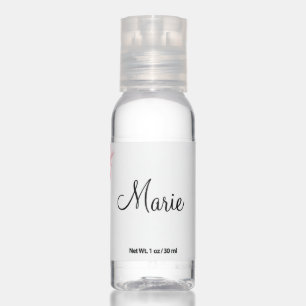 simple minimal light pink add your name girly text hand sanitizer