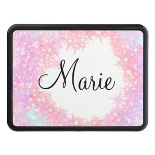 simple minimal light pink add your name girly text hitch cover