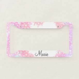simple minimal light pink add your name girly text license plate frame