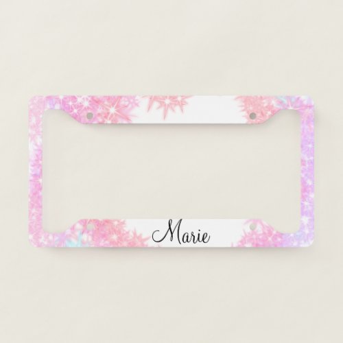 simple minimal light pink add your name girly text license plate frame