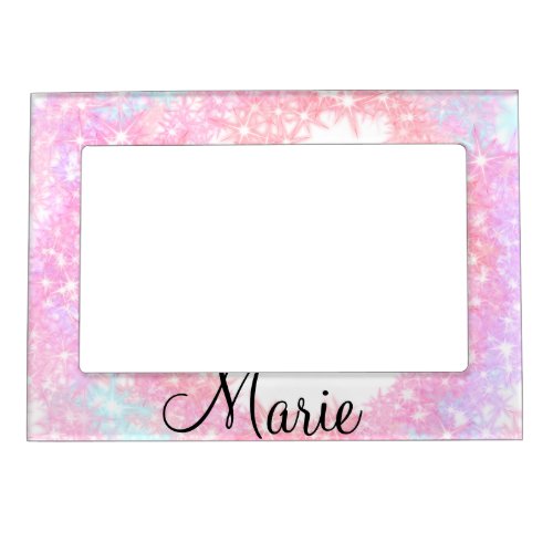 simple minimal light pink add your name girly text magnetic frame