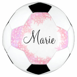 simple minimal light pink add your name girly text soccer ball