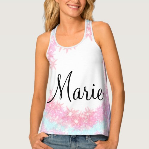 simple minimal light pink add your name girly text tank top