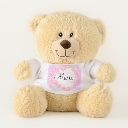 simple minimal light pink add your name girly text teddy bear