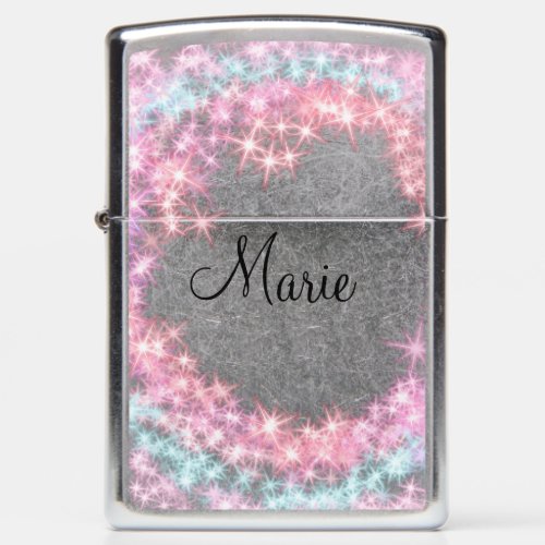 simple minimal light pink add your name girly text zippo lighter