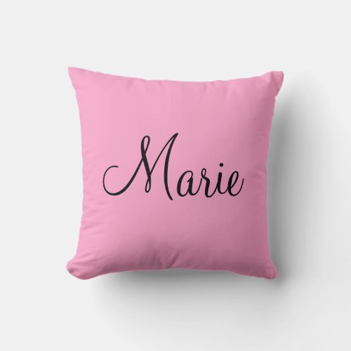 simple minimal light pink add your name girly throw pillow