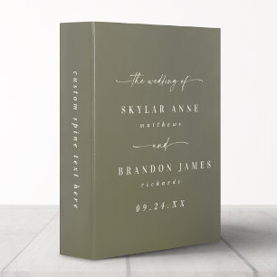 Simple Minimal Lily Green Wedding Photo Album 3 Ring Binder