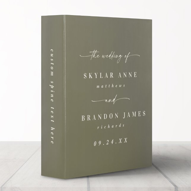 Simple Minimal Lily Green Wedding Photo Album 3 Ring Binder (Creator Uploaded)