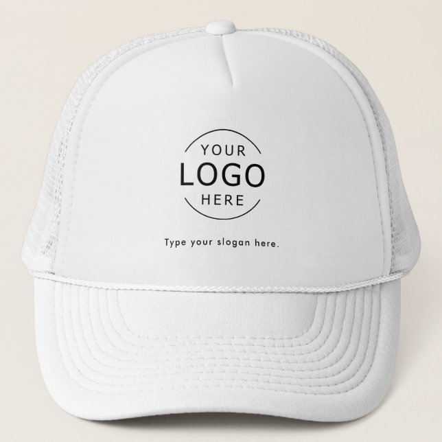 Simple Minimal Logo Company Swag Trucker Hat (Front)