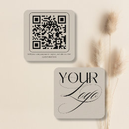 Simple Minimal Logo QR Code Custom Text Square Business Card