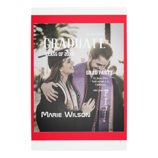 simple minimal magazine template cover graduation  metal print (Front)