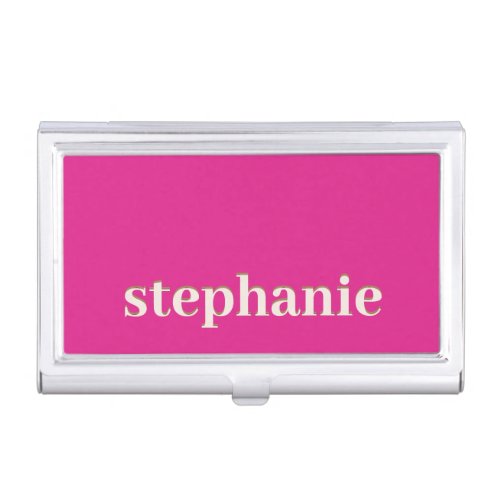Simple Minimal Magenta Personalized Hot Pink Business Card Case