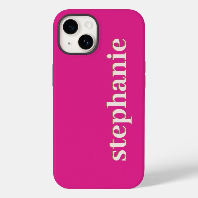 Simple Minimal Magenta Personalized Hot Pink Case-Mate iPhone Case (Back)