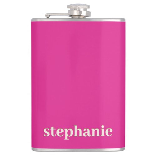 Simple Minimal Magenta Personalized Hot Pink Flask