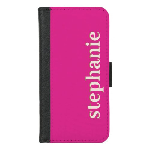 Simple Minimal Magenta Personalized Hot Pink iPhone 87 Wallet Case