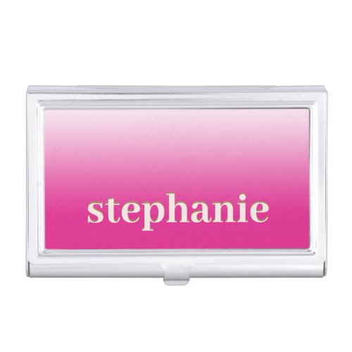 Simple Minimal Magenta Personalized Hot Pink Ombre Business Card Case