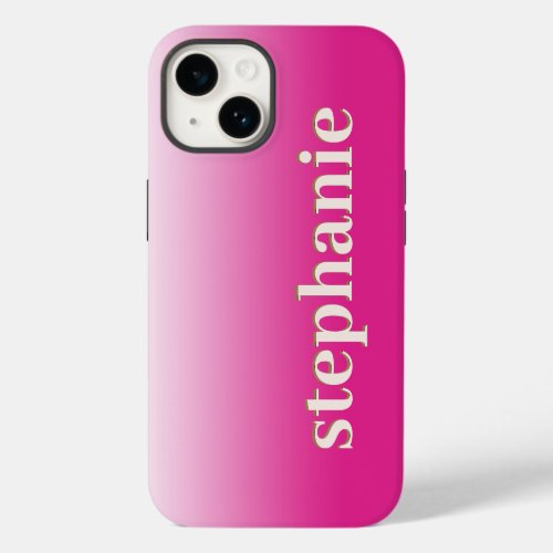 Simple Minimal Magenta Personalized Hot Pink Ombre Case_Mate iPhone 14 Case