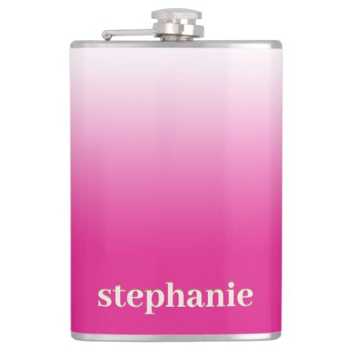 Simple Minimal Magenta Personalized Hot Pink Ombre Flask