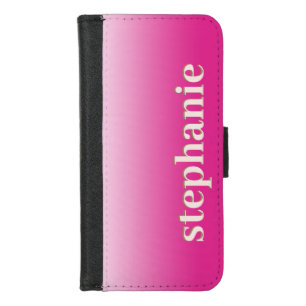 Simple Minimal Magenta Personalized Hot Pink Ombre iPhone 8/7 Wallet Case