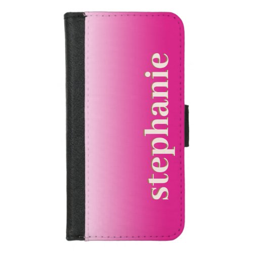 Simple Minimal Magenta Personalized Hot Pink Ombre iPhone 87 Wallet Case