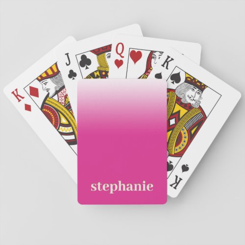 Simple Minimal Magenta Personalized Hot Pink Ombre Playing Cards